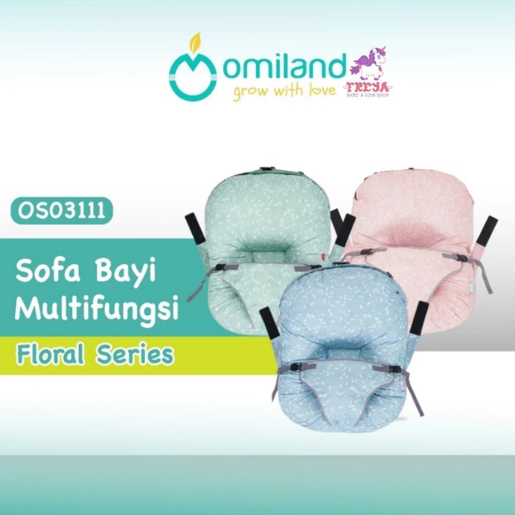 Omiland - Sofa Bayi + Bantal - Sea Horse, Floral, Cow, Fox & Panda Series