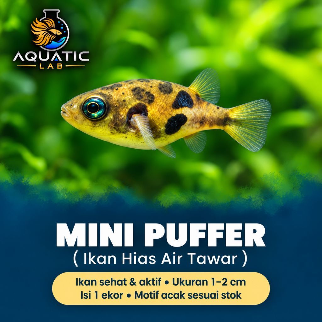 Ikan Hias Indian Puffer Dwarf Buntal Mini Air Tawar 0.8-1cm Aklimasi Paket Hidup