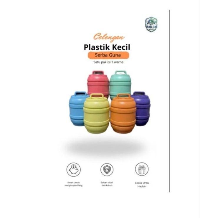 celengan tong plastik kecil 1lusin isi (12pcs)