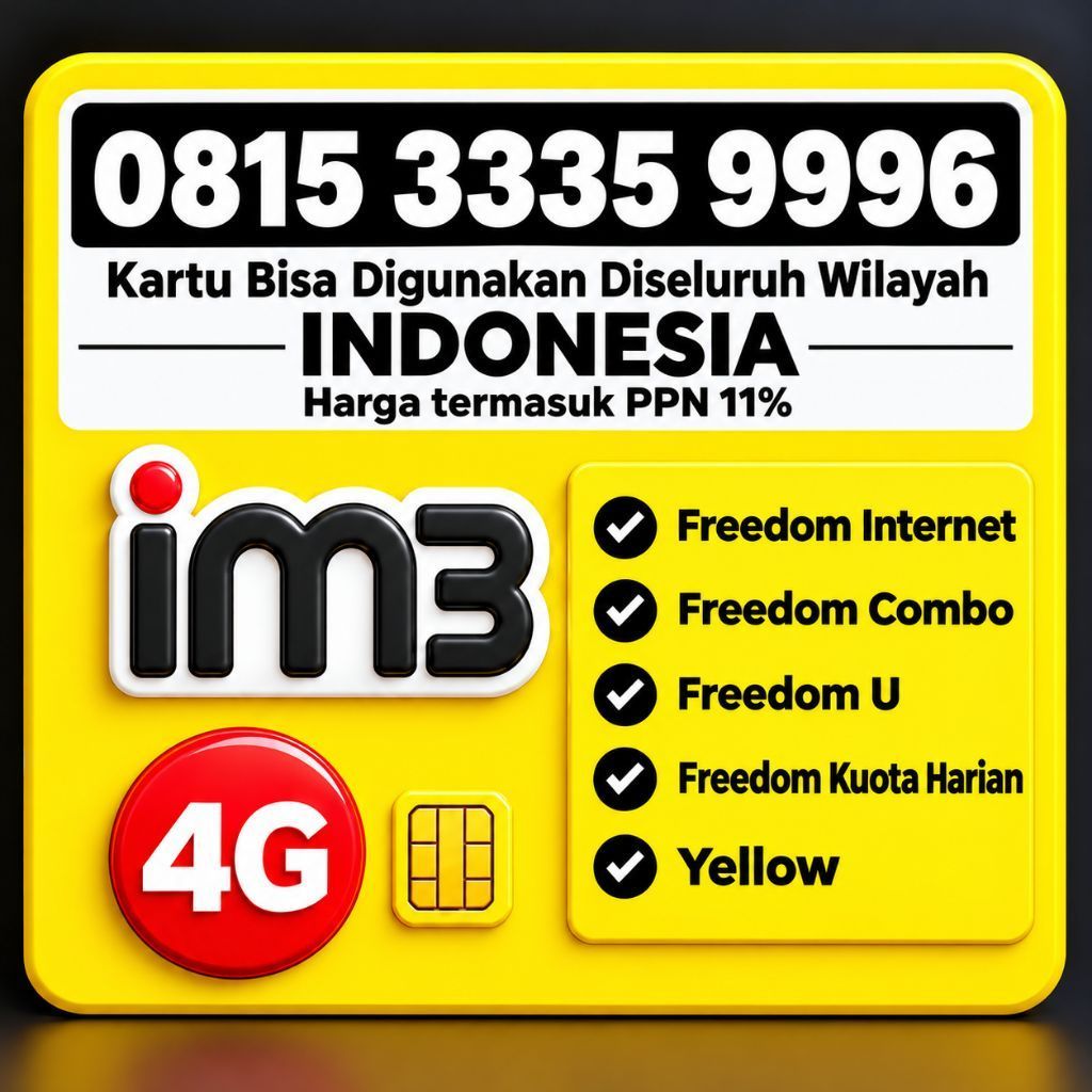 KARTU PERDANA Nomor Cantik Indosat Serie Doubel Triple 333x 999x