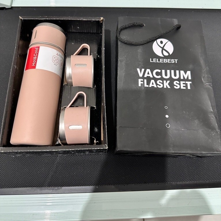 Termos Vacuum Flask Set 500ml - Desain Elegan, Warna Acak, Souvenir Premium
