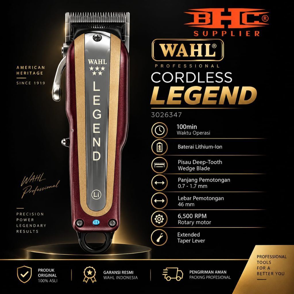 Wahl Legend Cordless Original USA Mesin Cukur Rambut Wireless Tanpa Kabel Universal Pencukur Rambut 