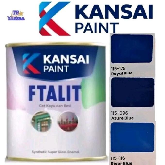 DA76 - Ftalit 1kg Ftalit River Blue 116 Ftalit Azure Blue 096 Ftalit Royal Blue 178 Cat Kayu Besi Bi