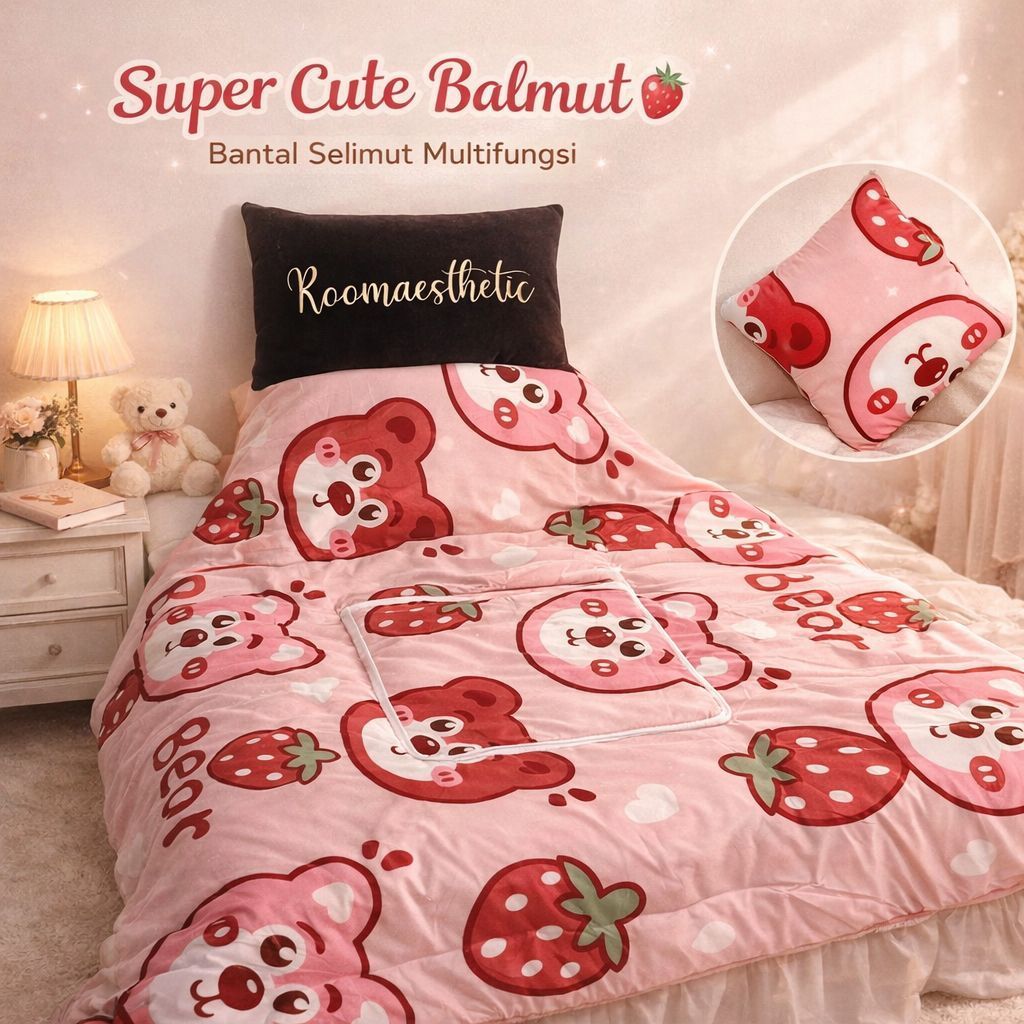 Balmut ( bantal selimut ) travelling karakter dan dewasa balmut 2in1 ketebelan dakron 3oz