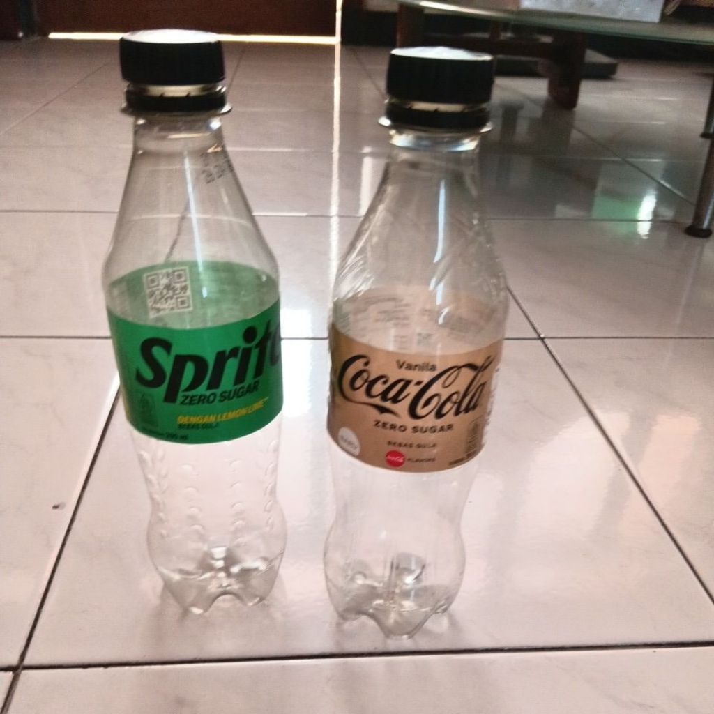 botol bekas coca cola dan sprite 390 ml