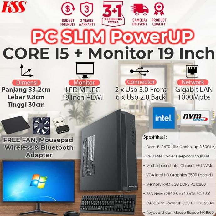 [Baru]Komputer MINI PC / CPU Rakitan Core i5 Include Monitor 19 inch