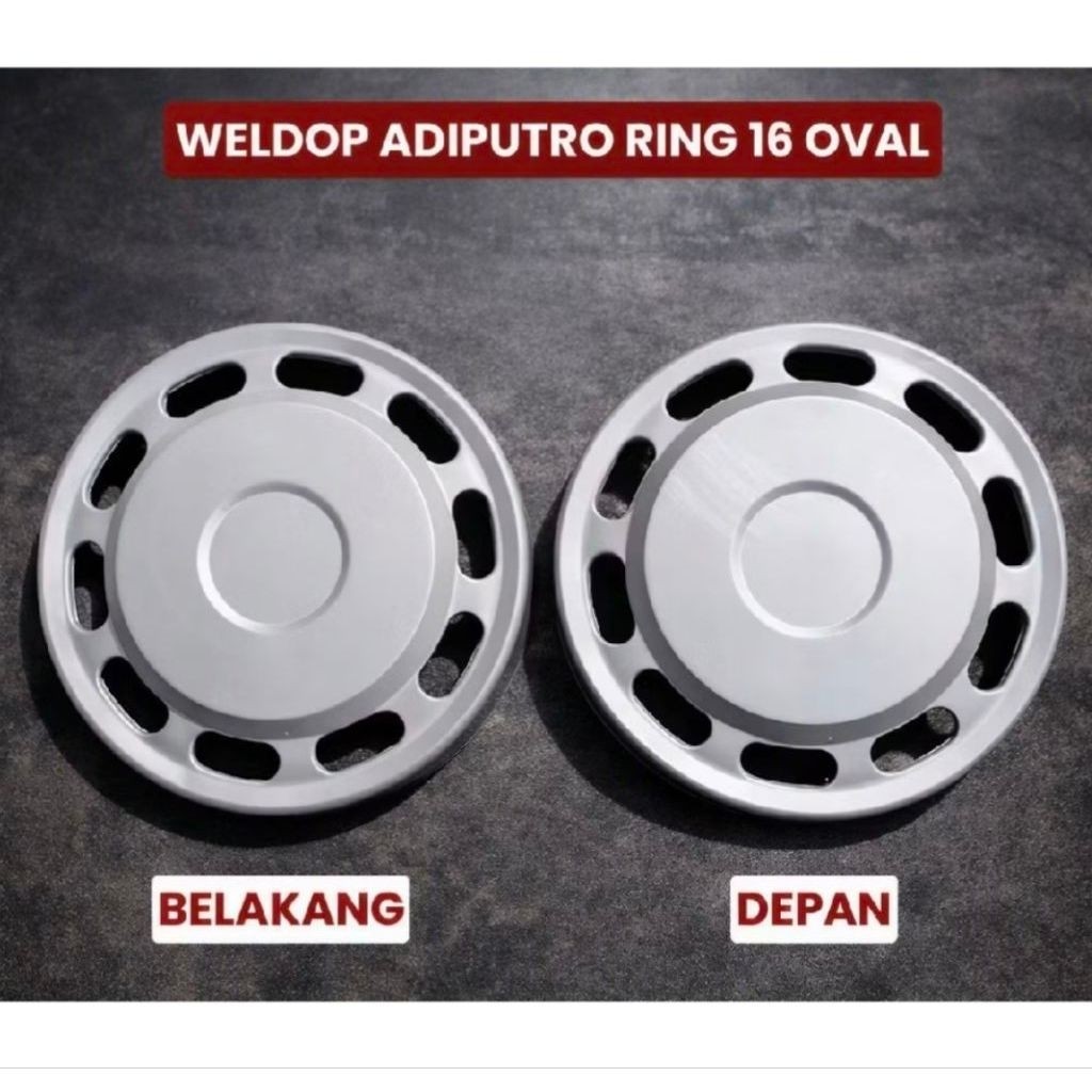 (4 biji) Weldop Truk Adiputro Ring 16 Oval Dop Velg Truk Engkel Depan Belakang Premium Bonus Dudukan
