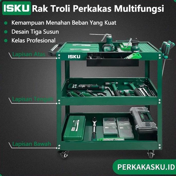Isku Alat Perkakas Trolly/Trolly Bengkel Rak 3 Susun Trolly Trolley Perkakas Tools Borongan