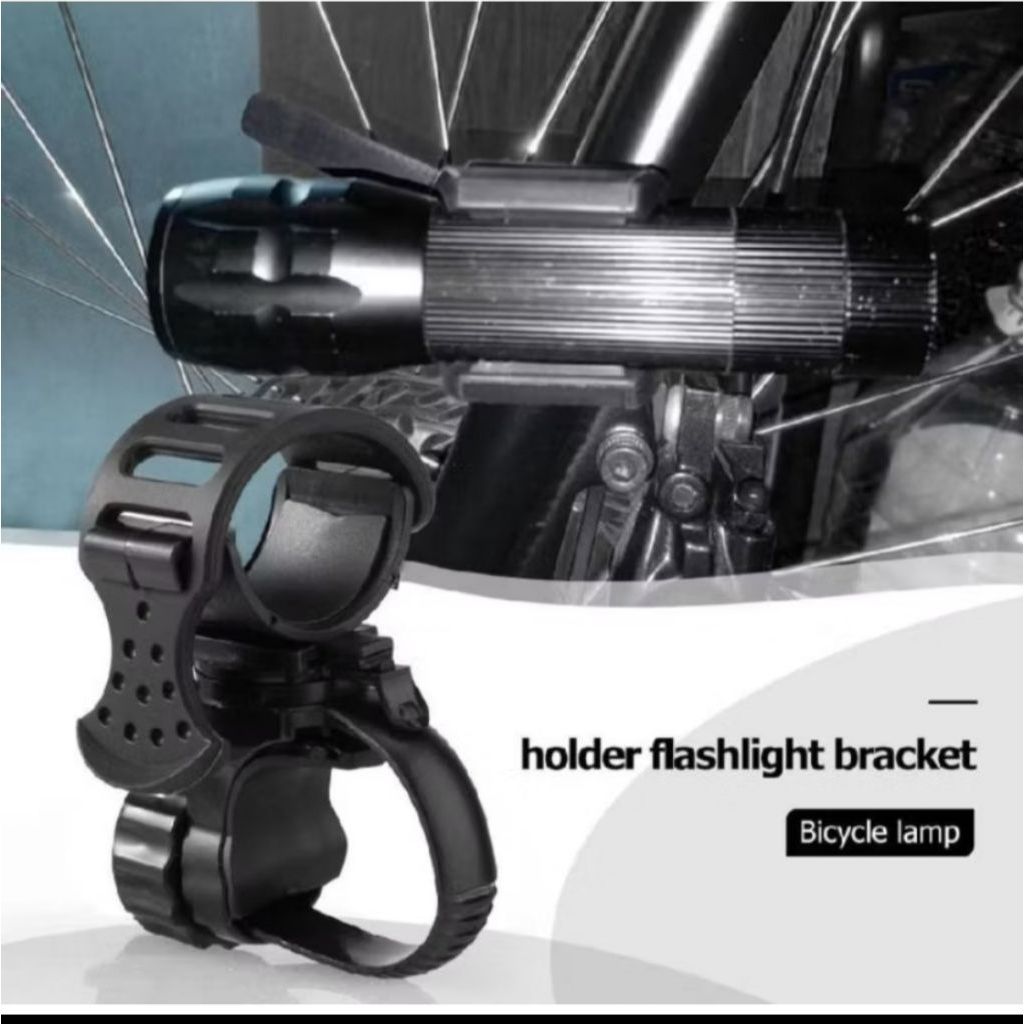 Braket Holder Lampu Senter untuk Sepeda Lampu Sepeda Klem Hitam