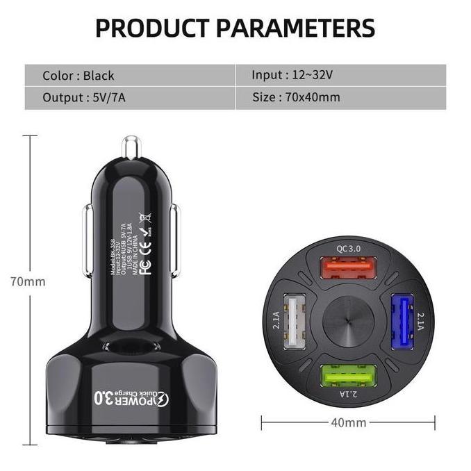 DR135 - [Mogai] Charger Mobil Dual Ports 3.1A 12V-24V Car Charger With Digital LED Charger Hp Mobil 