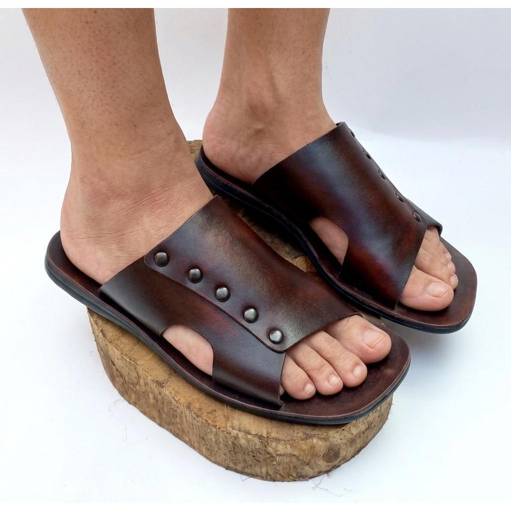 Sandal Kulit Pria Sampai Alasnya Full Sol Karet