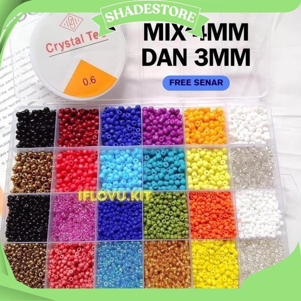 Mainan Anak Anak DIY Manik Manik 1 Set Kotak Lengkap + Senar Elastis + Tali Gantungan Hp | Set manik
