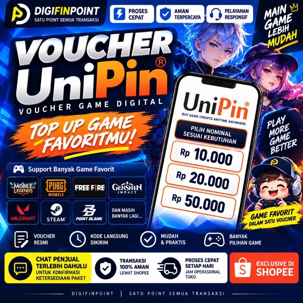 VOUCHER UNIPIN | VOUCHER GAME DIGITAL | KODE UNIPIN VIA SHOPEE