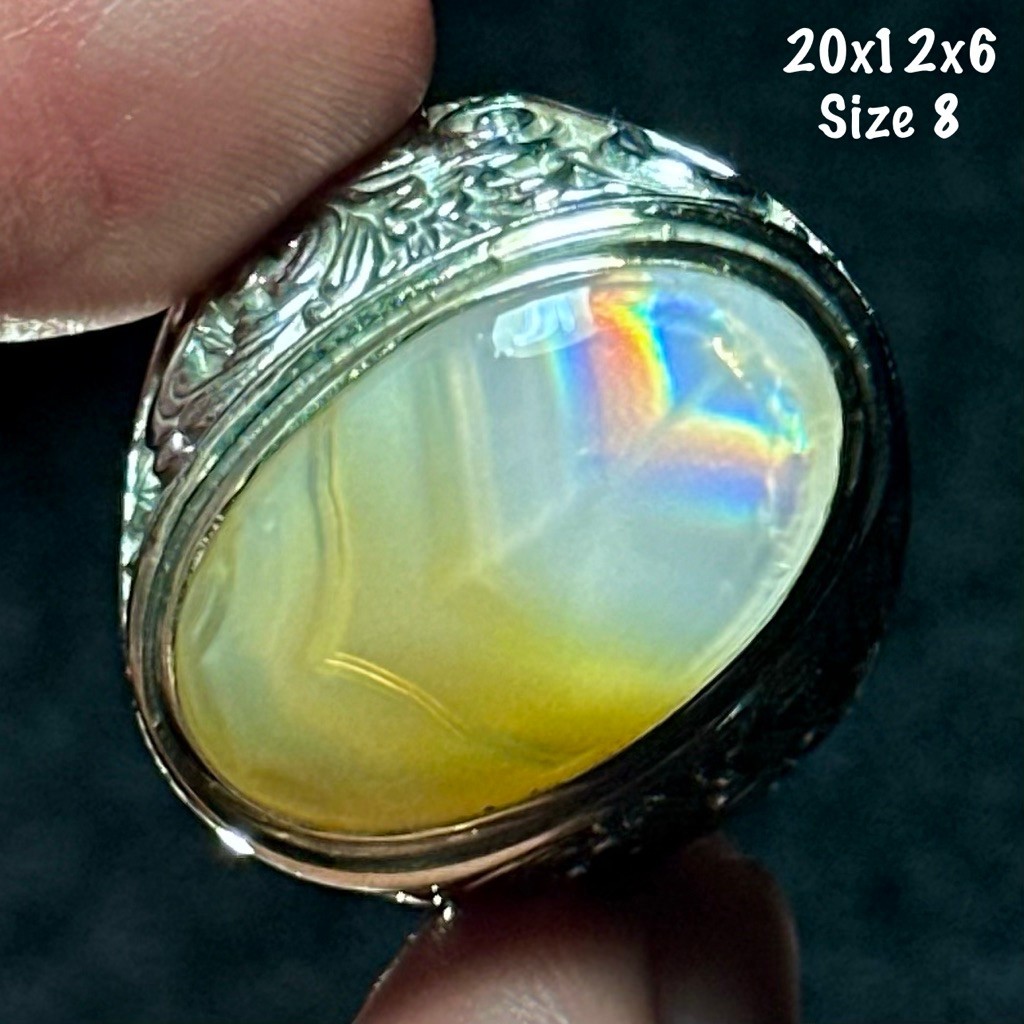 Cincin Batu Akik Natural Iris Junder Pelangi Kristal (asli alam)