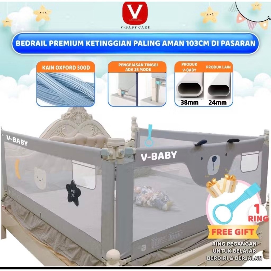 V-BABYCARE Bedrail pagar pengaman kasur