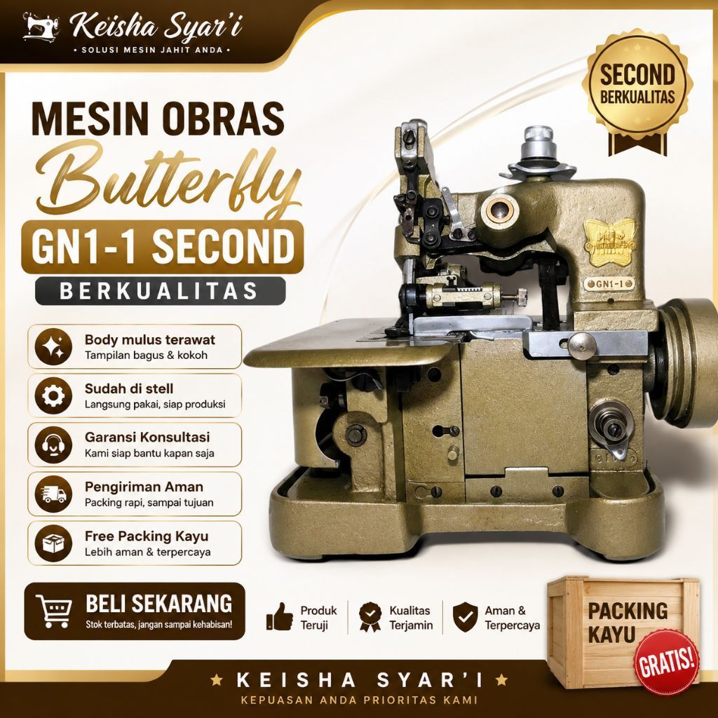 Mesin Obras BUTTERFLY GN1-1 Second (Siap Pakai)
