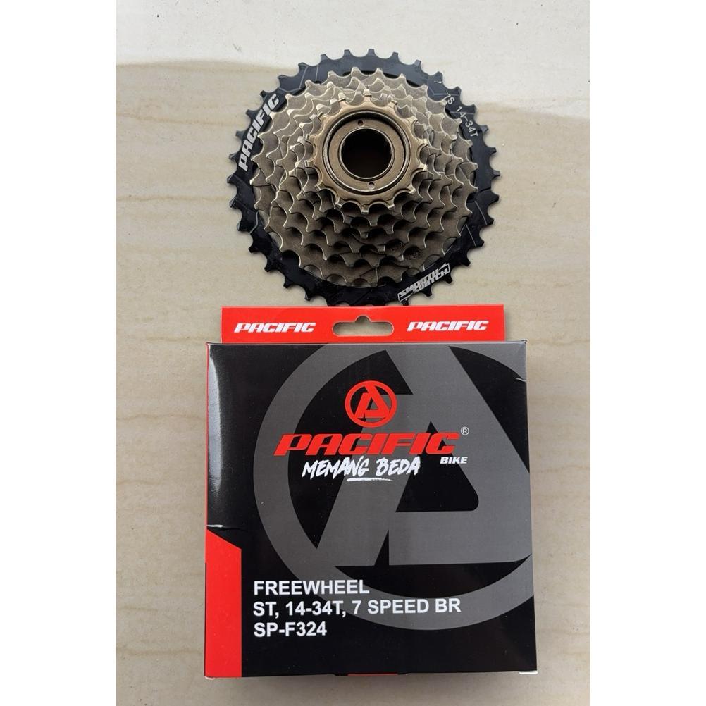 Sprocket  gear freewheel gir 7 speed megarange pacific model drat ulir sepeda lipat minion federal m