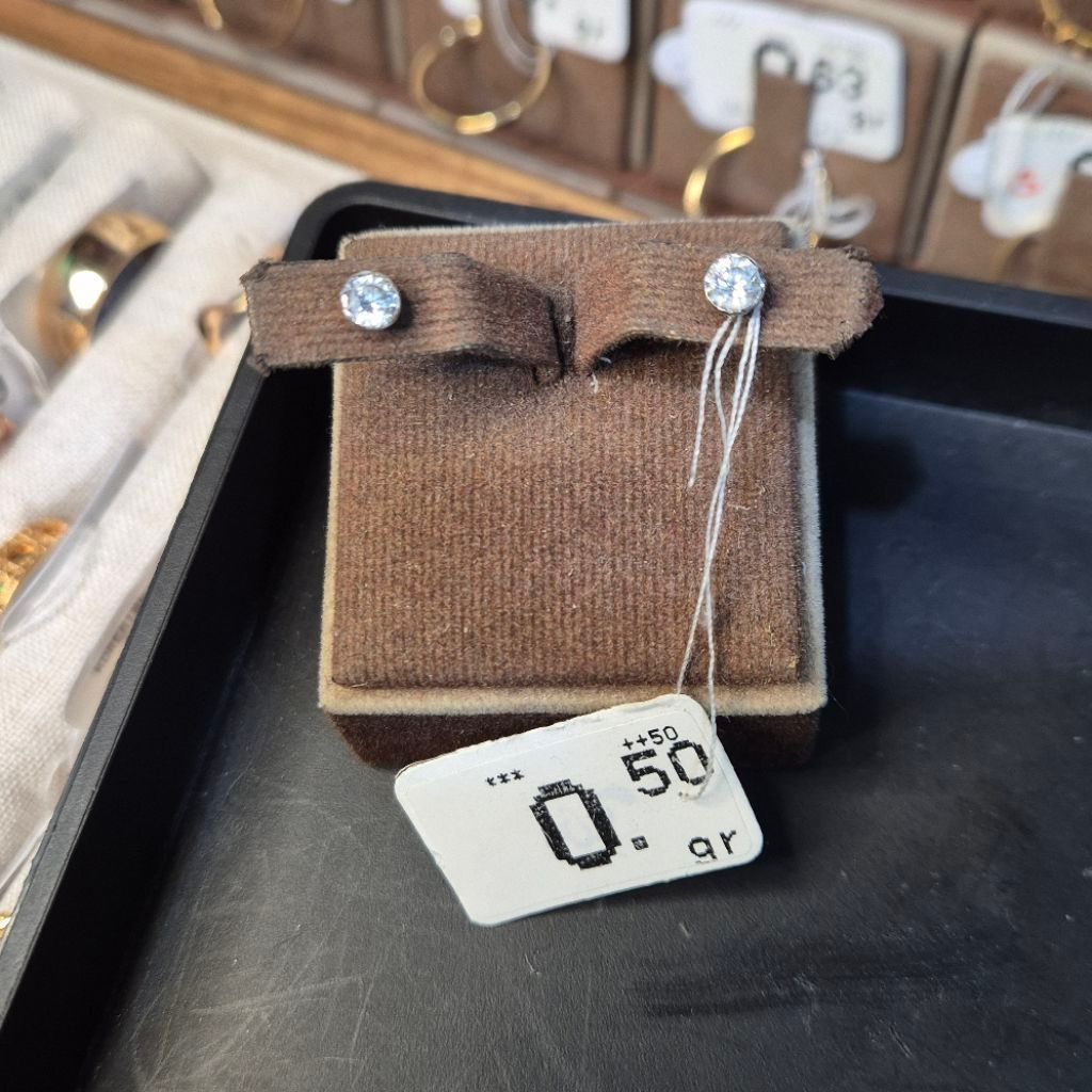 Anting Putih Permata 17K 0.50 g - Earrings Pelenis Giwang Bayi Dewasa Newborn Baby Emas Putih