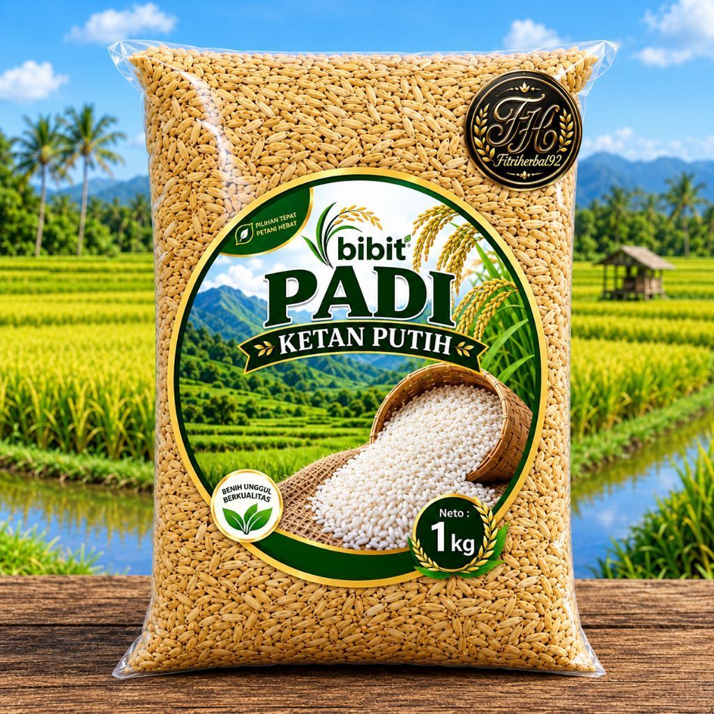 Benih padi ketan putih grendil bisa di tanam di sawah dan di darat umur padi ketan 100 hari paket 1k