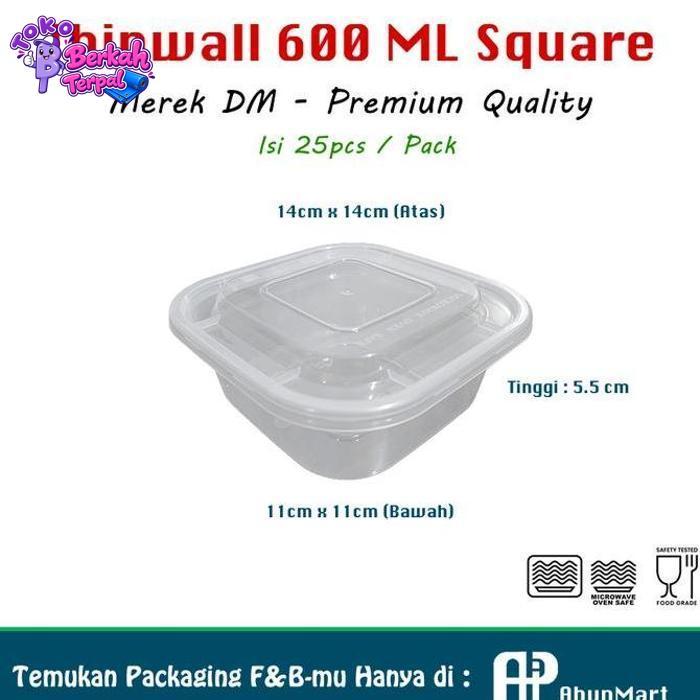 Thinwall 600 ML Square (DM) @25pcs