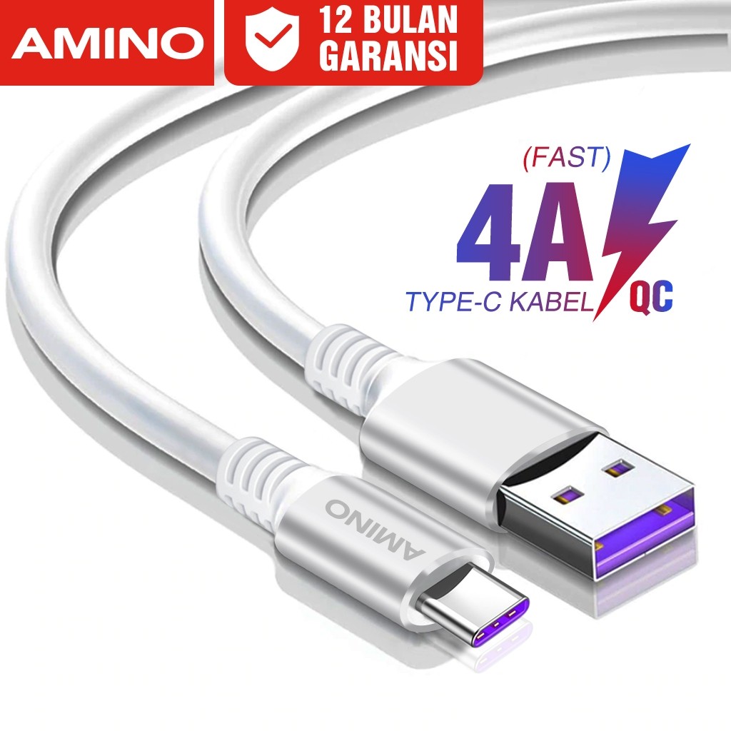 AMINO Kabel Data Type C Fast Charging 4A Cable Quick Charger PD / QC 3.0/ VOOC 3.0 Untuk redmi huawe
