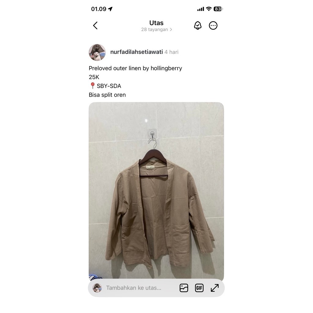 outer linen hollingberry preloved