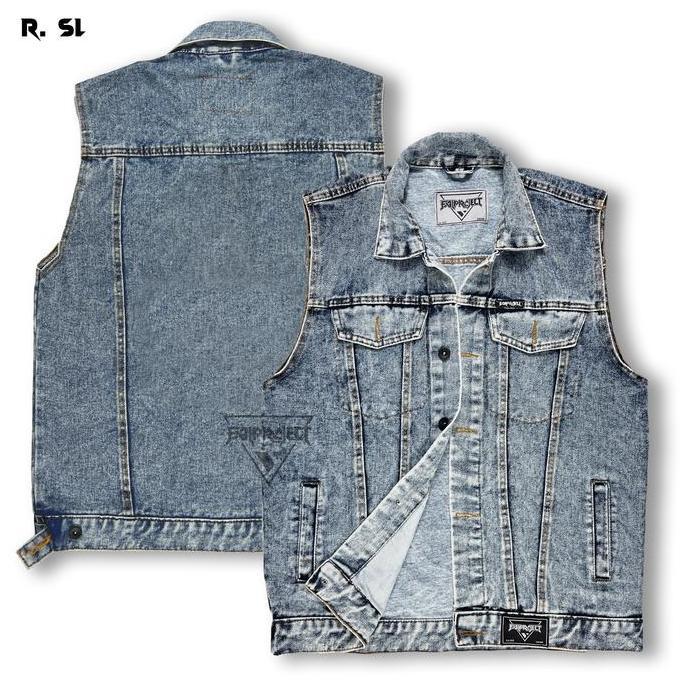 Falproject Rompi Washing Snowlight vest denim pria