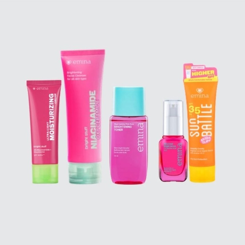 PAKET Glowing EMINA BRIGHT STUFF 5PCS/ PERAWATAN WAJAH