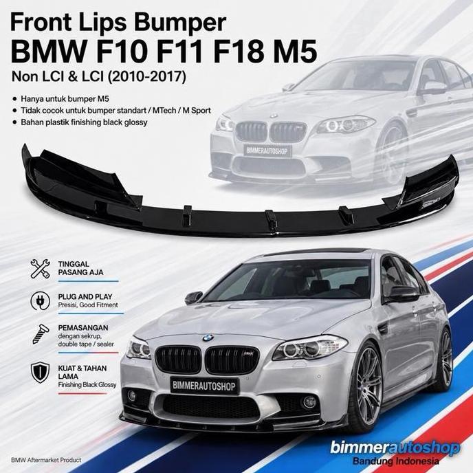 BEBAS ONGKIR - Front Lips Bumper BMW F10 F11 F18 M5 Plastik Import (2010-2017)