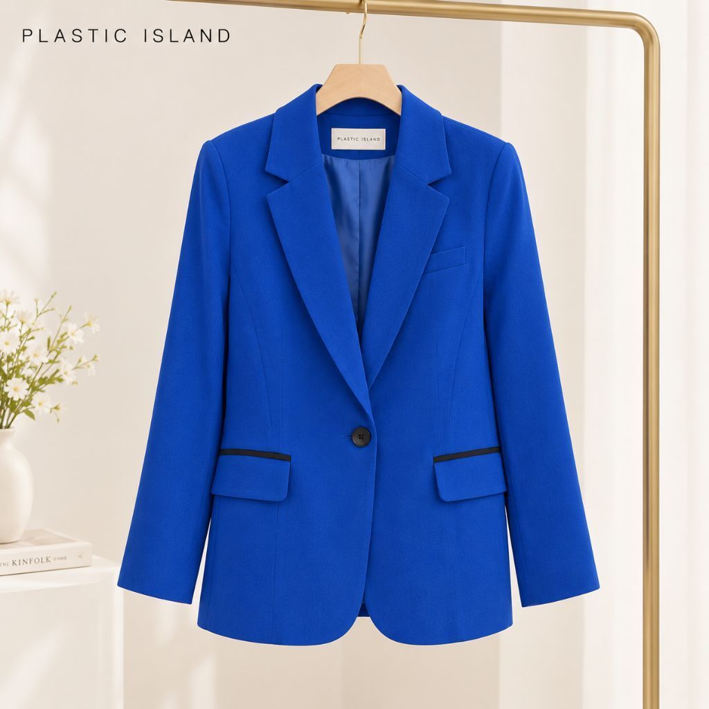 Blazer Wanita Biru Elektrik Elegan | Blazer Kantor Formal Casual | Outer Wanita Modern Korean Look