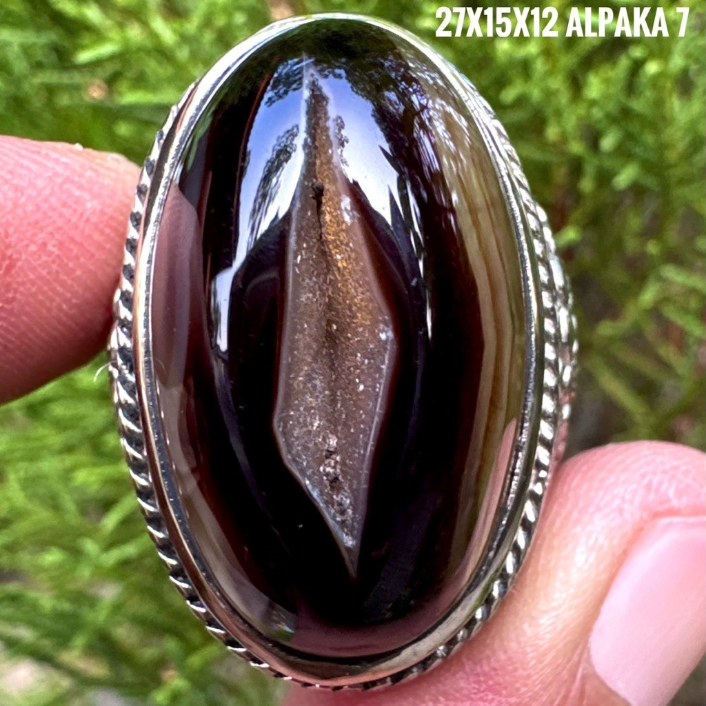 Cincin Batu Akik Natural Black Solomon