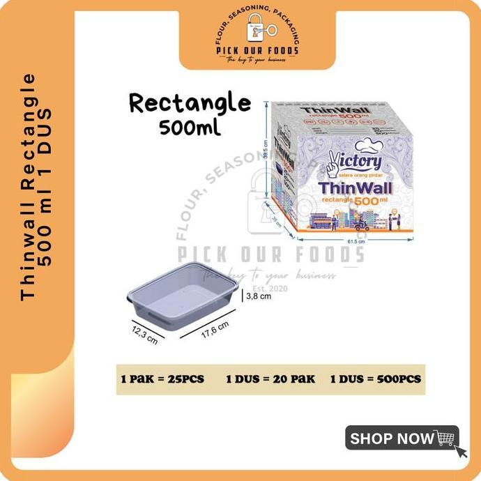 TERMURAH - Thinwall Rectangle 500 ml 1 DUS | Thinwall Persegi Panjang 500ml