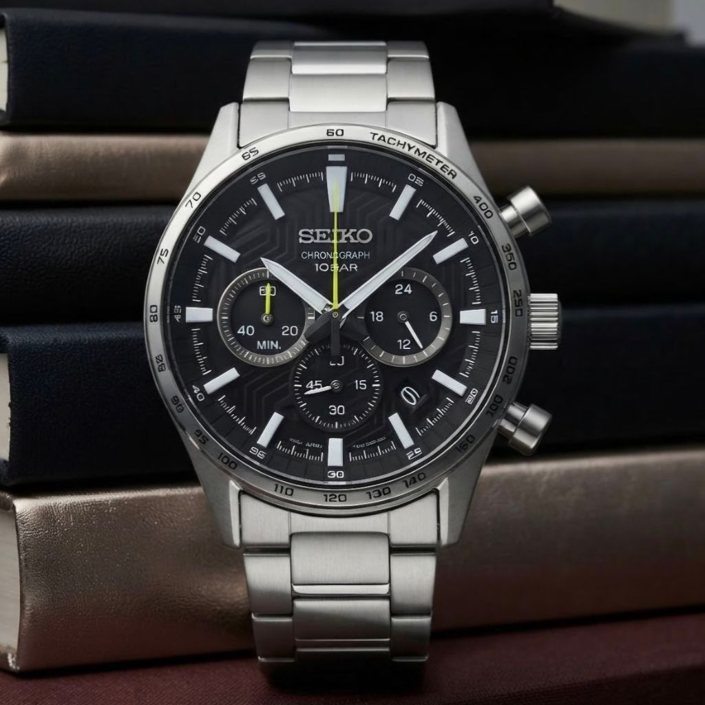 (New) Seiko SSB413P1 chrono silver jam tangan cowok original