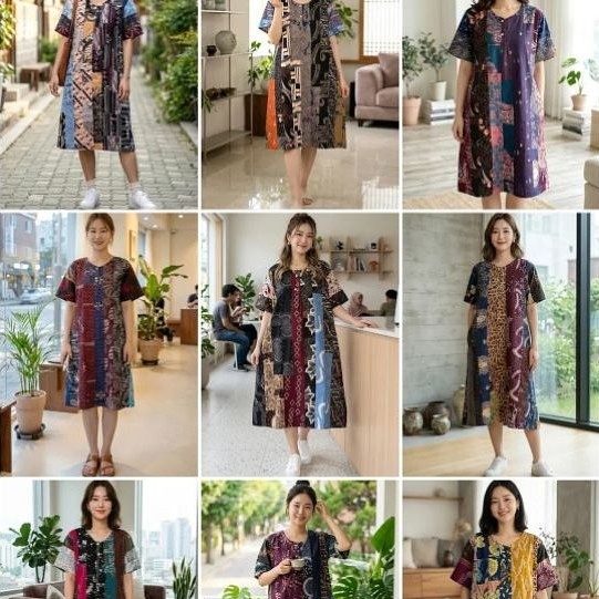 Daster Dress Batik Patchwork Kain Perca Elegan Grosir