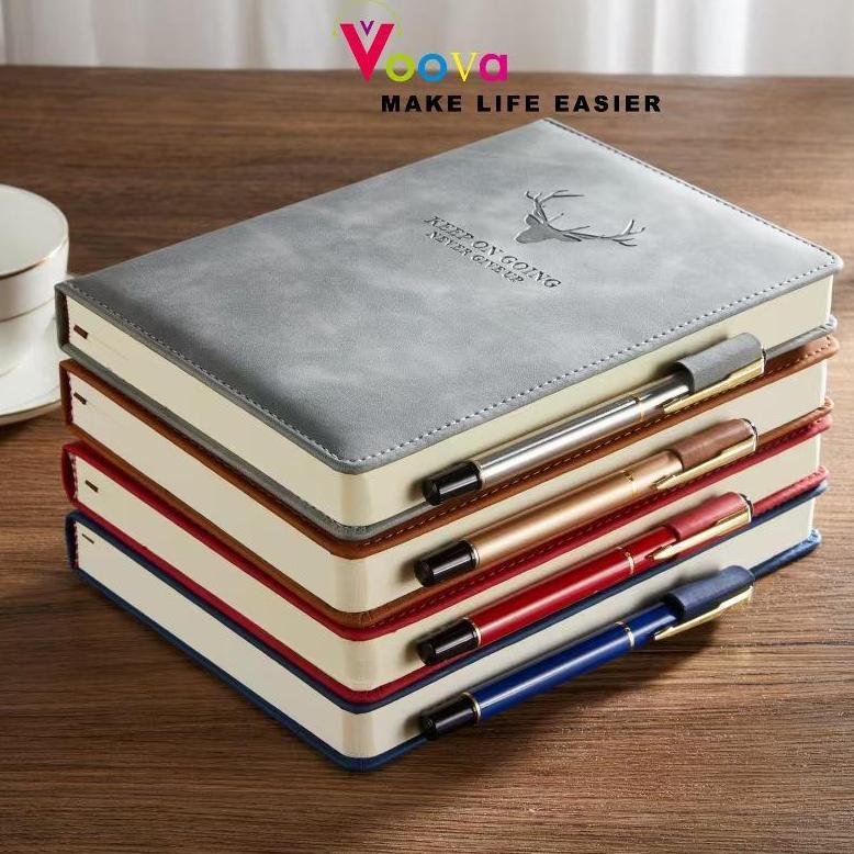 [ JUBI ] VOOVA Notebook A5 Cover Kulit / Buku Agenda Kerja Meeting / Notebook Besar 180 Lembar 100 L