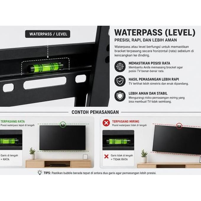 PREMIUM Bracket TV HISENSE 17-43 Inch | Dudukan TV Dinding Tilt Nunduk Tegak Kuat