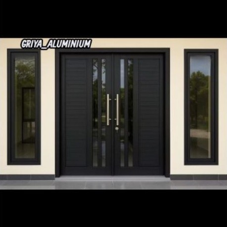 SET KUSEN PINTU UTAMA ALUMINIUM BAHAN SPANDREL UK T210L160+ JENDELA KANAN-KIRI UK T180L50 BISA COSTU