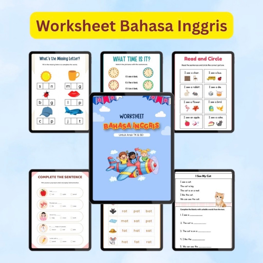 Worksheet Anak Belajar Bahasa Inggris Paud & TK
