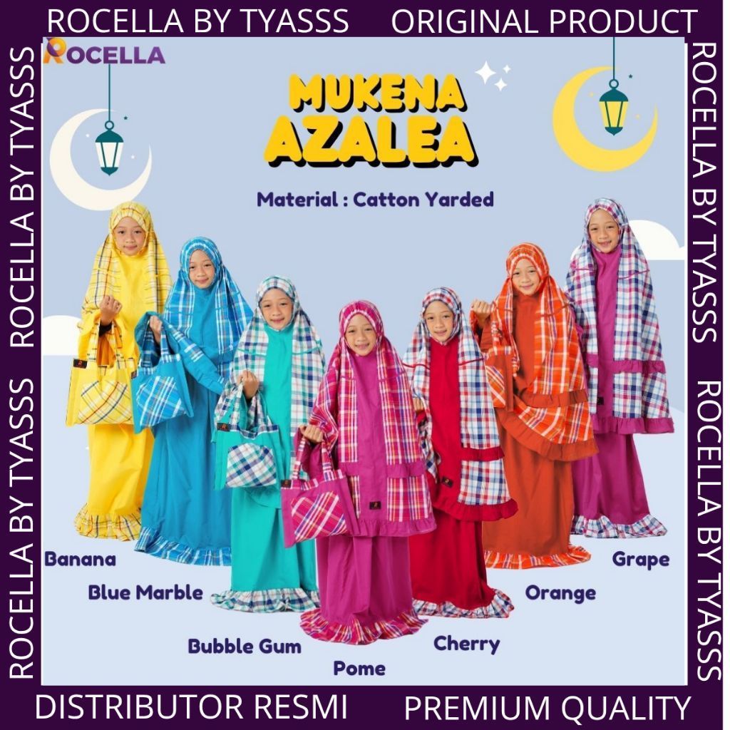 Mukena Anak | Mukena Kids Rocella AZALIA | Mukena Rocella Anak