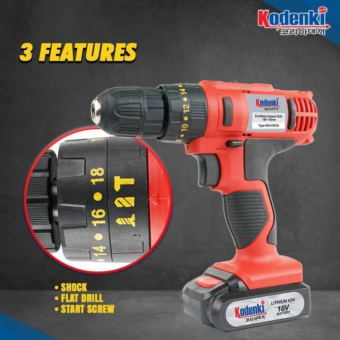 MESIN BOR TEMBOK IMPEK BATERAI CORDLESS DRILL IMPACT 10MM 18V CAS