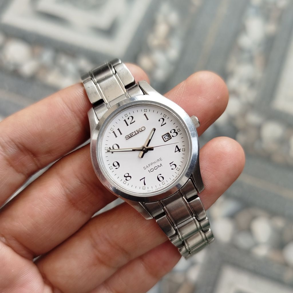 Jam Tangan Wanita Seiko SXDG89P Sapphire Quartz White Dial Military