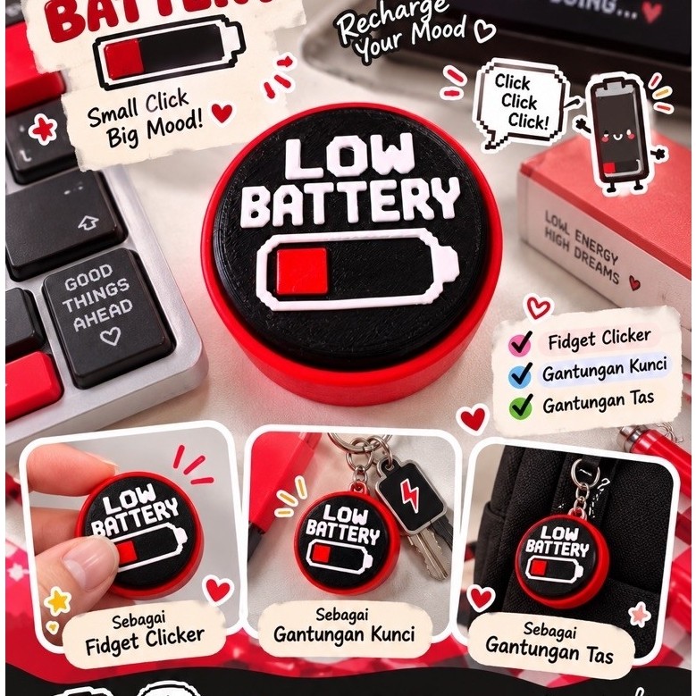 Low Batery fidget clicker | Gantungan kunci fidget clicker 3D | Fidget clicker murah | Keyboard clic