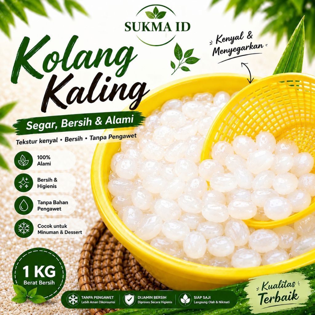 kolang kaling 1kg muda tanpa bahan campuran - kolang kaling fresh