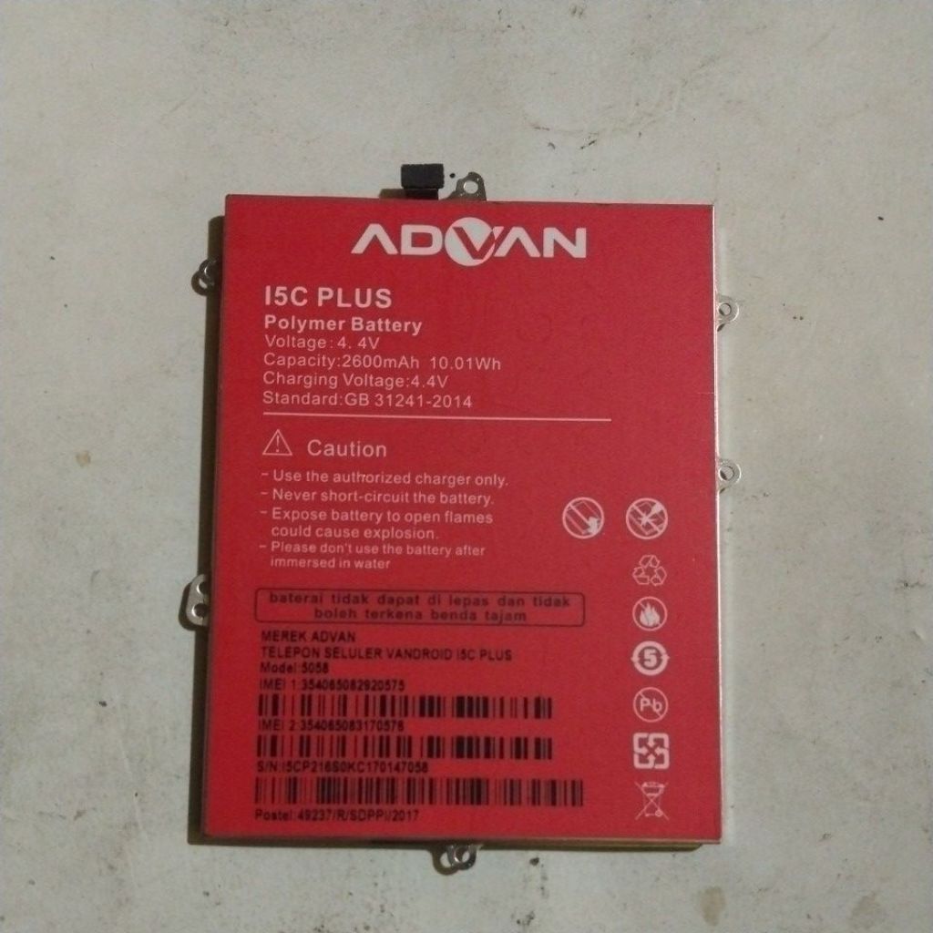 Baterai Advan i5c Plus original copotan