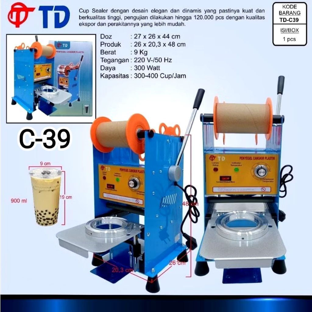 Cup sealer TD C-39 12-24oz mesin press gelas plastik TD C-39