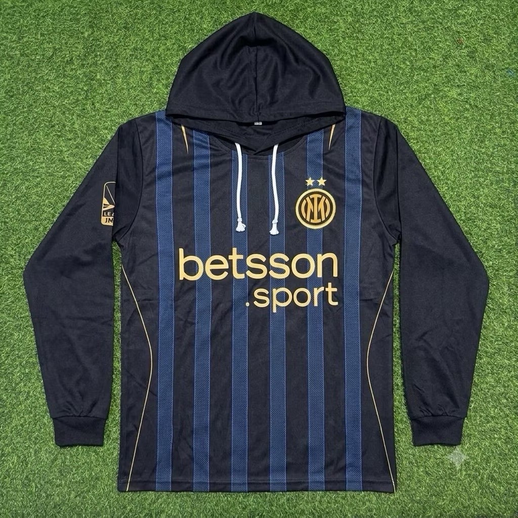 JERSEY BAJU BOLA DEWASA HOODIE INTER MILAN LENGAN PANJANG