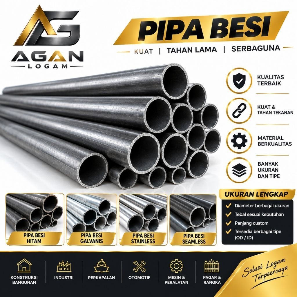 Pipa Besi OD 7 mm id 5 mm x 1000 mm