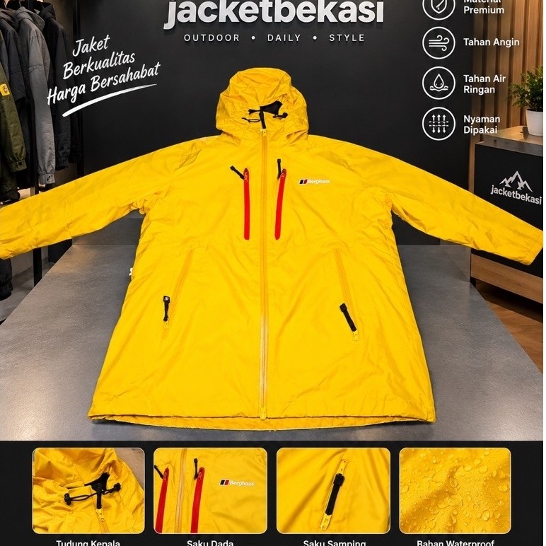 Jaket Berghaus GORE-TEX Performance Shell Outdoor Kuning Preloved