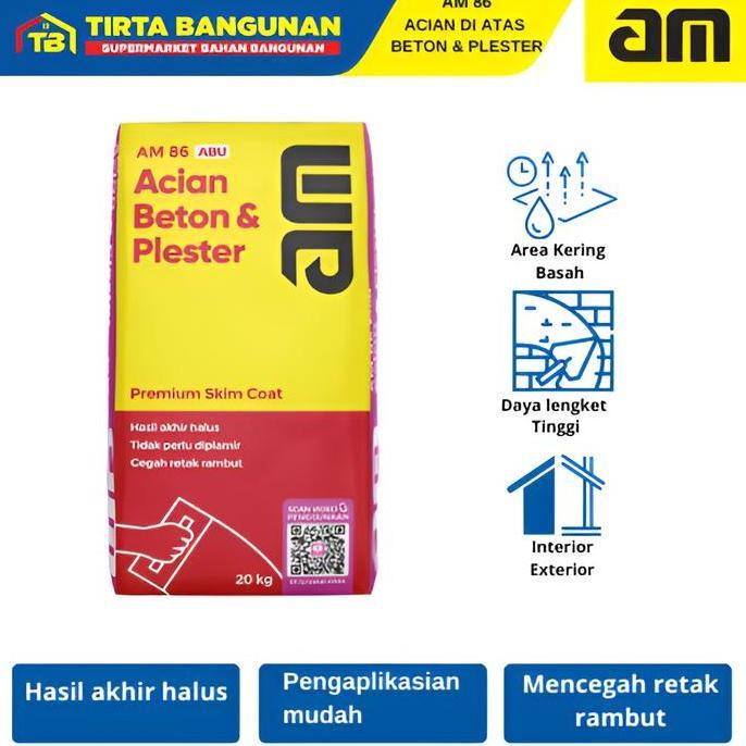 Anggarapratama_ - Am 86 Premium Skimcoat Acian Di Atas Beton & Plester Mortar Instan Acian 40 Kg