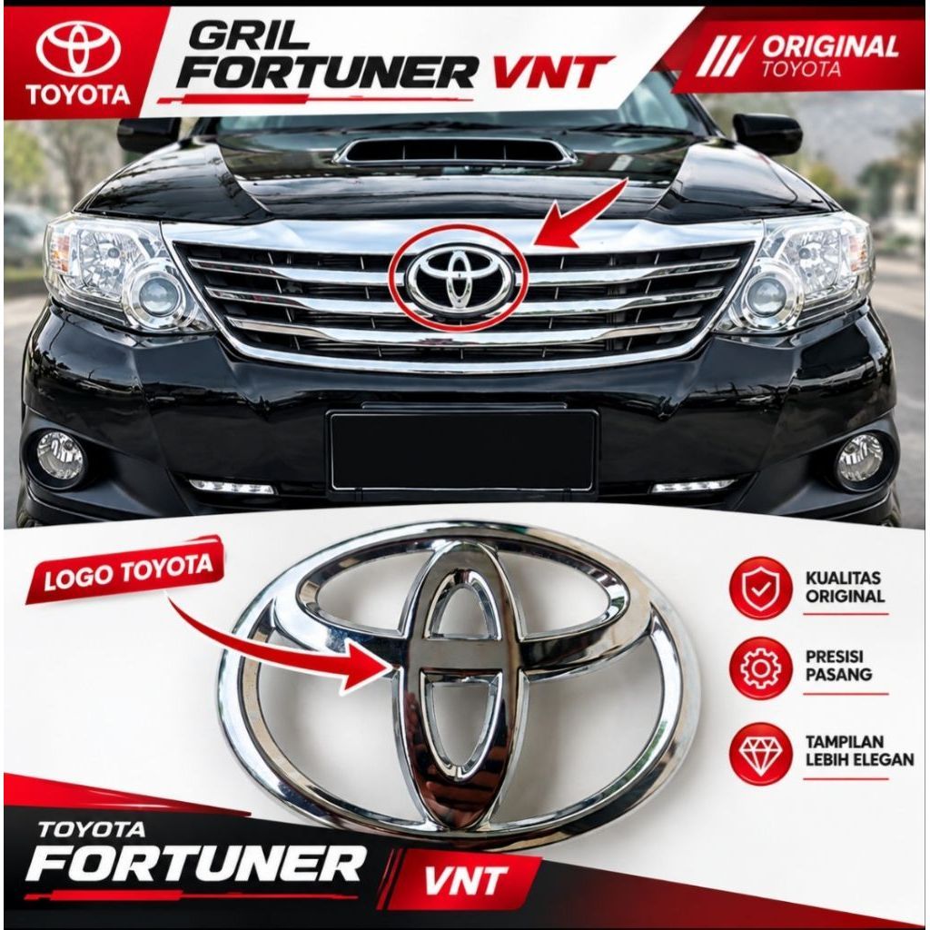 Logo Emblem Grill Depan Fortuner VNT Original
